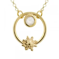 Gargantilla Luna Llena Plata Dorada y Circonita