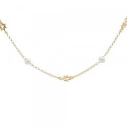 Gargantilla Mountain de Plata Dorada y Perlas