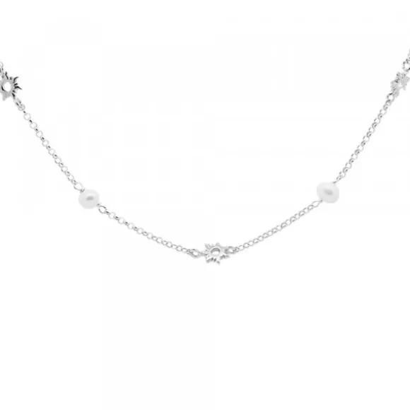 Gargantilla Mountain de Plata y Perlas