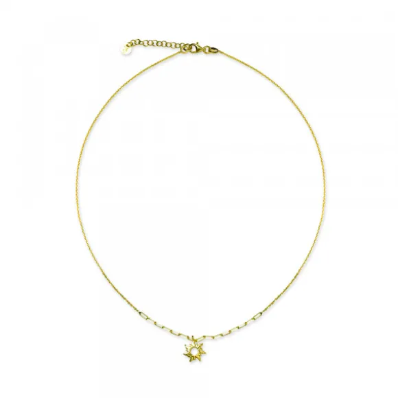 Gargantilla Mountain de Plata Dorada Eslabón Alargado