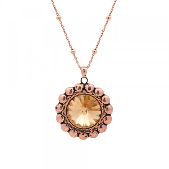 Gargantilla Plata Rosa y Cristal Champagne