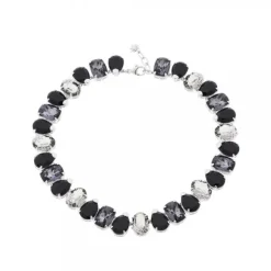 Gargantilla Queen 3 Plata y Cristales Oscuros