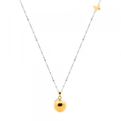 Llamador de Ángeles Bebé con Bola Dorada y Cadena