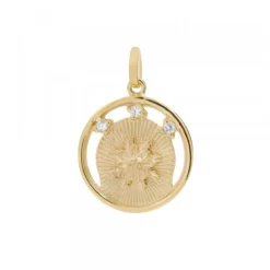 Medalla Eguzkilore Plata Dorada y Circonitas 20mm