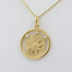 Medalla Eguzkilore Plata Dorada y Circonitas 20mm