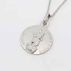 Medalla Mini Virgen Blanca Plata 17mm