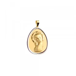 Medalla Oval Virgen Niña Oro Bicolor Personalizable