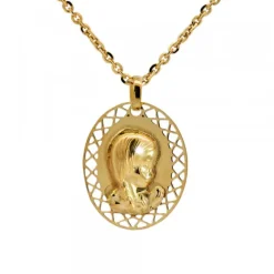 Medalla Virgen Niña de Plata Dorada Personalizable