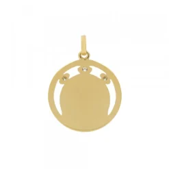 Medalla Virgen Niña Plata Dorada y Circonitas 15mm