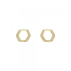 Mini Aro Hexagon Plata Dorada con Circonitas