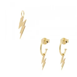 Pack Colgante y Pendientes Rayo de Plata Dorada