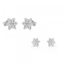 Pack Dúo Pendientes Eguzkilore Oro Blanco y Brillante