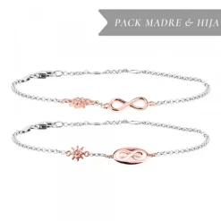 Pack Madre e Hija Pulsera Infinito Eguzkilore Rosa