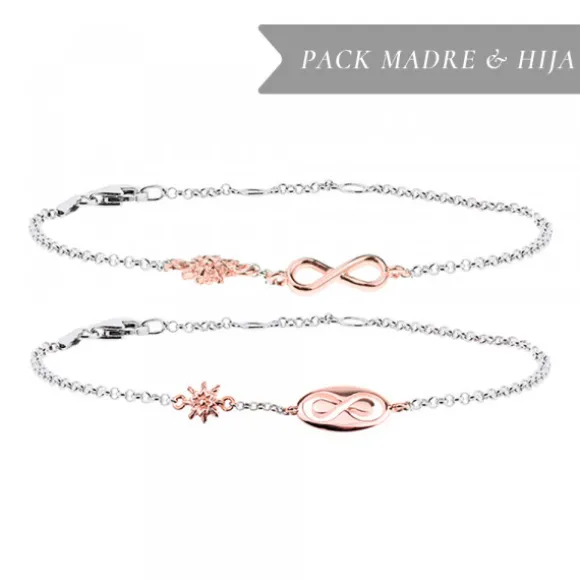 Pack Madre e Hija Pulsera Infinito Eguzkilore Rosa