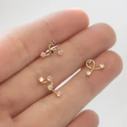 Pendiente Mini Oro y Circonitas Multicolor