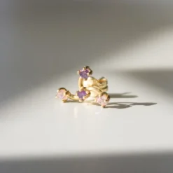 Pendiente Mini Oro y Circonitas Multicolor