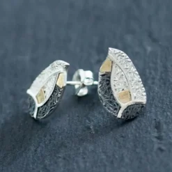 Pendientes Almendra Vitoria Plata y Lámina de Oro