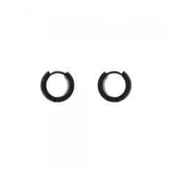 Pendientes Aro Acero Negro Fino 13mm