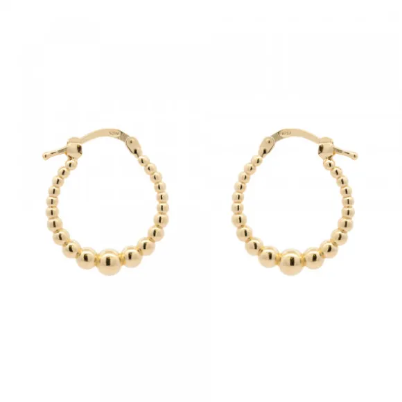 Pendientes Aro Bolitas Plata Dorada 15mm