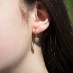 Pendientes Aro Corazón de Plata Dorada