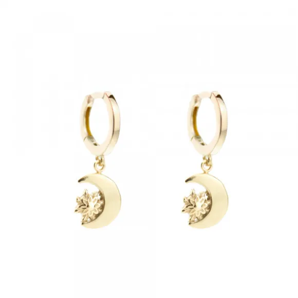 Pendientes Aro Cripa Luna Plata Dorada 11mm