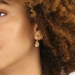 Pendientes Aro Cripa Luna Plata Dorada 11mm