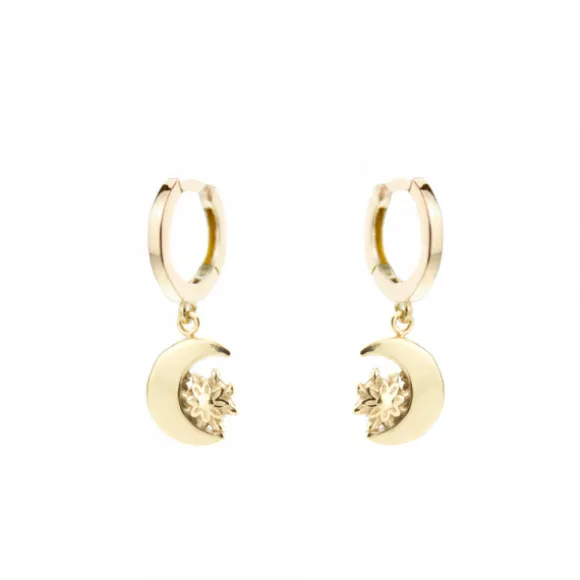 Pendientes Aro Cripa Luna Plata Dorada 11mm