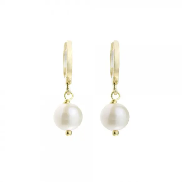 Pendientes Aro Cripa Plata Dorada y Perla 12mm