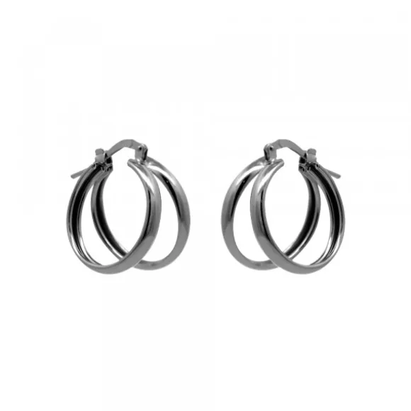 Pendientes Aro Doble de Plata Negra 16mm