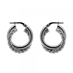 Pendientes Aro Doble Entrelazados en Rutenio 20mm