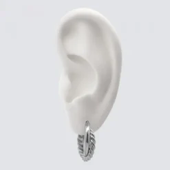 Pendientes Aro Doble Entrelazados en Rutenio 20mm