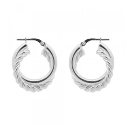Pendientes Aro Doble Entrelazados de Plata 20mm
