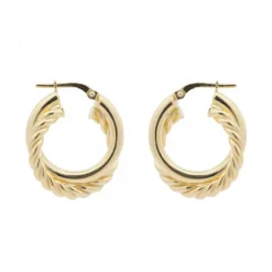 Pendientes Aro Doble Entrelazados Plata Dorada 20mm