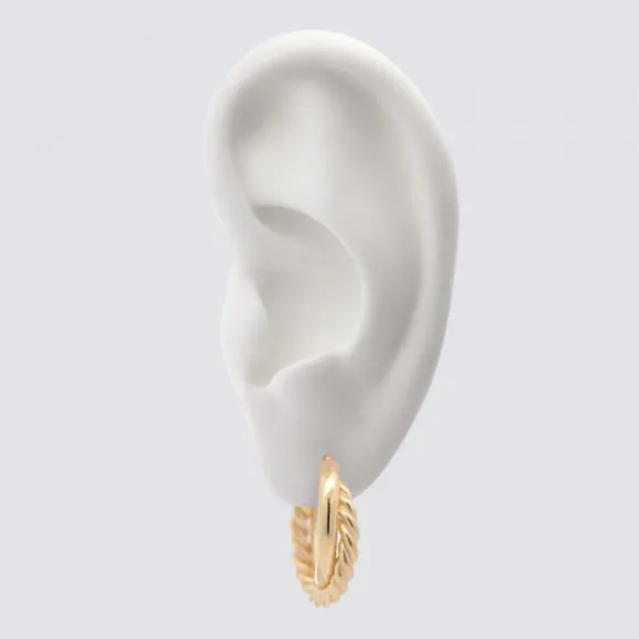 Pendientes Aro Doble Entrelazados Plata Dorada 20mm