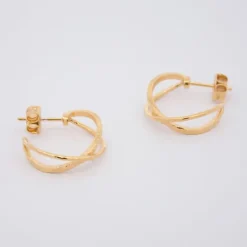 Pendientes Aro Doble Plata Dorada 20mm