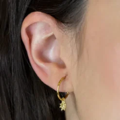 Pendientes Aro Eguzkilore Plata Dorada 15mm