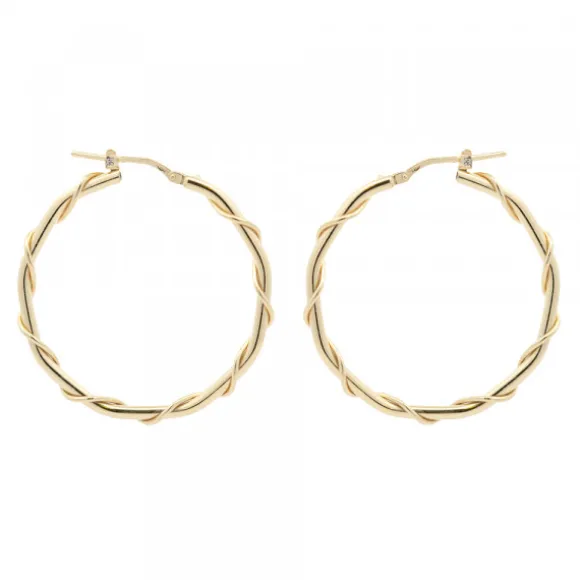 Pendientes Aro Enredado Plata Dorada 33mm