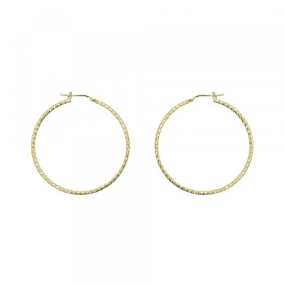 Pendientes Aro Entorchado Plata Dorada 35mm