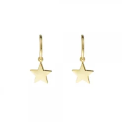 Pendientes Aro Estrella de Plata Dorada