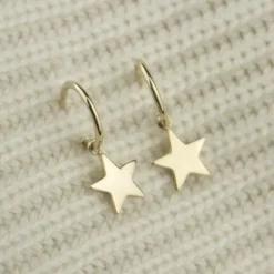 Pendientes Aro Estrella de Plata Dorada