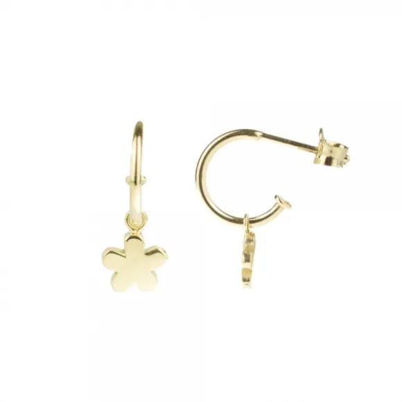 Pendientes Aro Flor de Plata Dorada