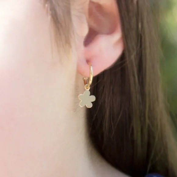 Pendientes Aro Flor de Plata Dorada
