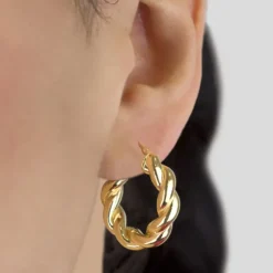 Pendientes Aro Gallonado Plata Dorada 20mm