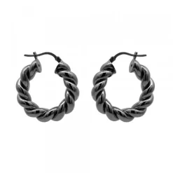 Pendientes Aro Gallonado Rutenio 20mm