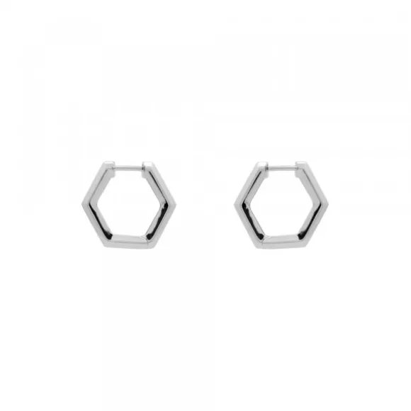 Pendientes Aro Hexagon de Plata