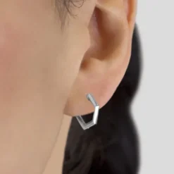 Pendientes Aro Hexagon de Plata