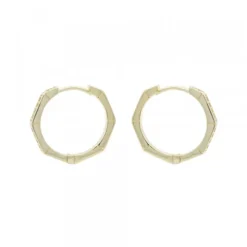 Pendientes Aro Hexagonal Plata Dorada y Circonitas 19mm