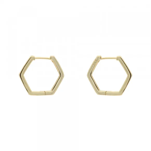Pendientes Aro Hexagonal de Plata Dorada