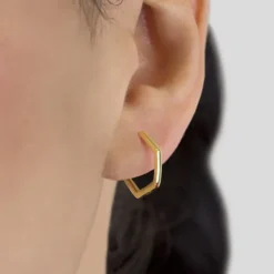 Pendientes Aro Hexagonal de Plata Dorada