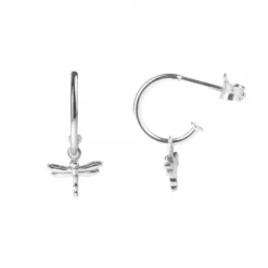 Pendientes Aro Libélula de Plata